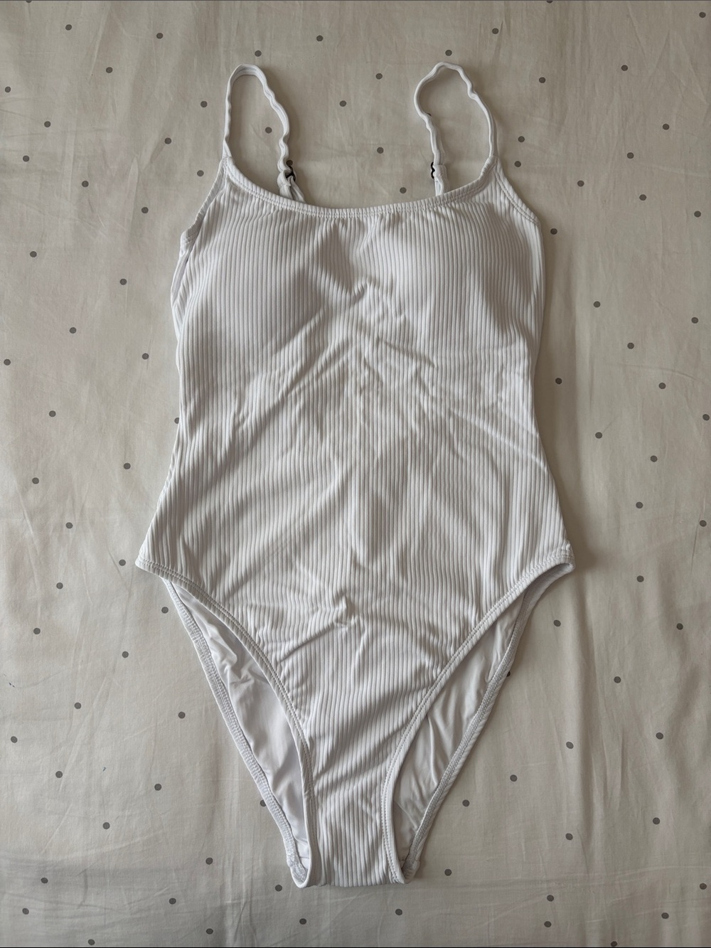 Andie Laguna Small TALL White Ribbed Scoop One-Piece Swimsuit